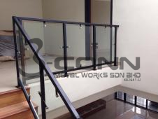 Mild Steel Staircase Railing With Tempered Glass