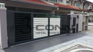 Mild Steel Folding Main Gate with Glass