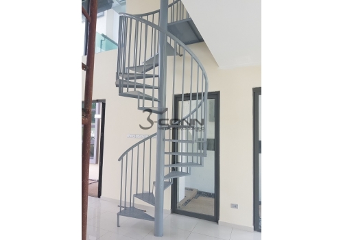 Mild Steel Spiral Staircase with Perforated Steps