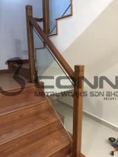 Timber Handrail with Glass Staircase