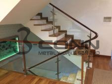 Stainless Steel Staircase with Wooden Handrail
