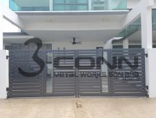 Mild Steel Main Gate with Aluminium Plate And Glass