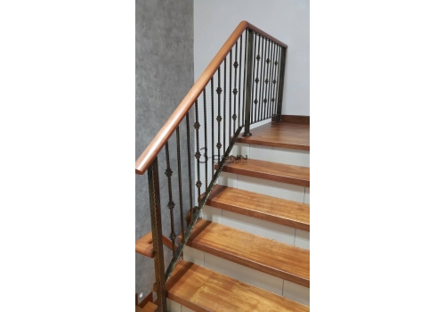 Wrought Iron Handrail with Wooden Topping