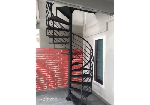 Mild Steel Spiral Staircase with Checker Plate Steps