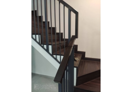 Mild Steel Staircase Railing with Nyatoh Wooden Handrail