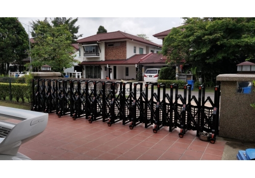 Manual Aluminium Retractable Gate with Perforated Sheet (Black Colour)