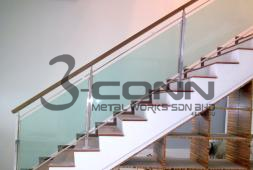 Timber with Stainless Steel Handrail Staircase