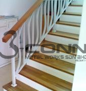 Wrought Iron with Timber Handrail Staircase